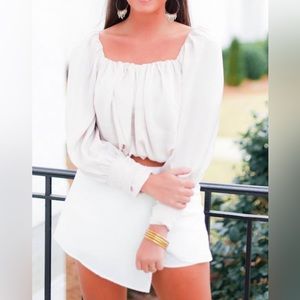 long sleeve satin blouse top